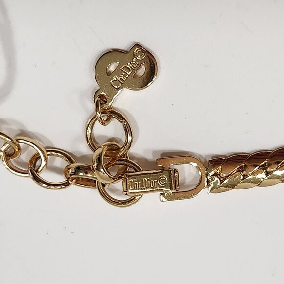 NWT Rare Vintage Christian Dior Gold Tone Faux Pearl/Rhinestone Choker 17" - Picture 6 of 8
